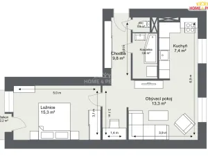 Pronájem bytu 2+kk, Lysá nad Labem, Sídliště, 50 m2