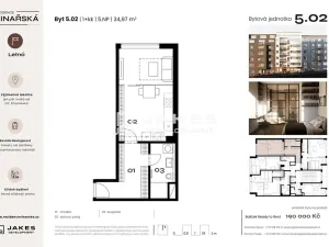 Prodej bytu 1+kk, Praha - Holešovice, Kostelní, 35 m2