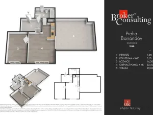 Pronájem bytu 2+kk, Praha - Hlubočepy, Fabiánové, 84 m2