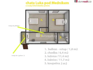 Prodej chaty, Jílové u Prahy - Luka pod Medníkem, 60 m2