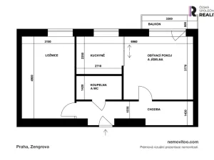 Pronájem bytu 2+1, Praha - Dejvice, Zengrova, 52 m2