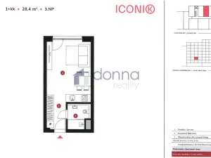 Pronájem bytu 1+kk, Praha, Sokolovská, 28 m2