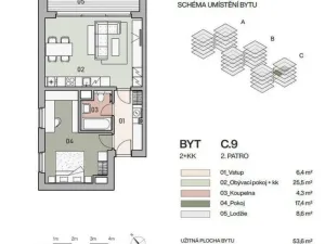 Pronájem bytu 2+kk, Praha - Vysočany, Pod Krocínkou, 60 m2