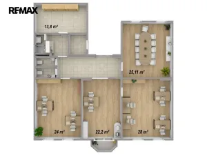 Pronájem kanceláře, Hradec Králové, Československé armády, 100 m2