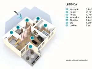 Pronájem bytu 2+kk, Brno, Leskauerova, 54 m2