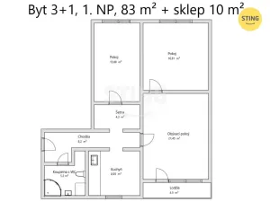 Prodej bytu 3+1, Uherské Hradiště, Derflanská, 78 m2