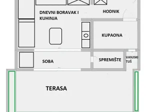 Prodej bytu 1+kk, Gajac, Chorvatsko, 26 m2