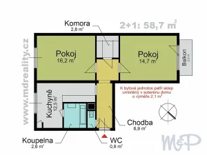 Pronájem bytu 2+1, Jihlava, Fügnerova, 61 m2