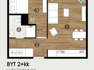 Pronájem bytu 2+kk, Ostrava - Výškovice, Výškovická, 39 m2