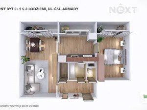 Prodej bytu 2+1, Šumperk, Čsl. armády, 54 m2