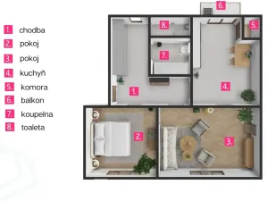 Prodej bytu 2+1, Znojmo, 17. listopadu, 63 m2