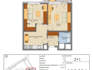 Prodej bytu 2+1, Praha - Hlubočepy, Vítové, 51 m2