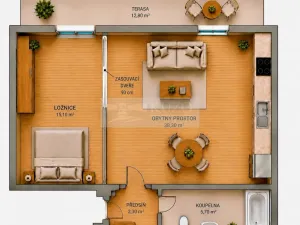Pronájem bytu 2+kk, Brno, Auerswaldova, 47 m2