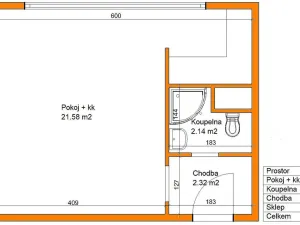 Pronájem bytu 1+kk, Pardubice - Polabiny, Kosmonautů, 27 m2