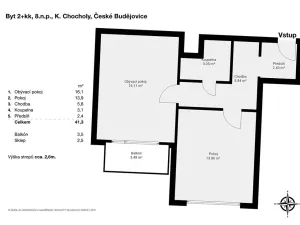 Prodej bytu 2+kk, České Budějovice, K. Chocholy, 48 m2