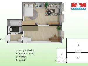 Pronájem bytu 1+1, Praha - Smíchov, Vltavská, 40 m2