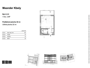 Prodej bytu 1+kk, Praha - Kbely, K Vinoři, 34 m2