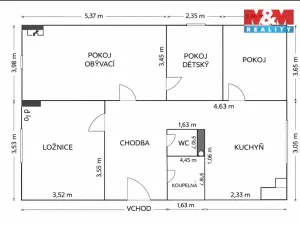 Prodej bytu 4+1, Záchlumí, 74 m2