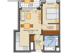 Prodej bytu 2+kk, Praha, Bartůňkova, 42 m2