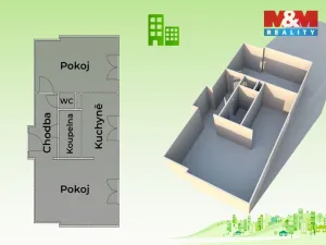 Prodej bytu 2+1, Valašské Meziříčí - Krásno nad Bečvou, Křižná, 52 m2