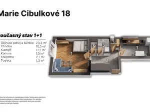 Prodej bytu 1+1, Praha, Marie Cibulkové, 53 m2