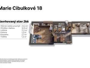 Prodej bytu 1+1, Praha, Marie Cibulkové, 53 m2