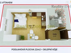 Pronájem bytu 1+kk, Opava, Edvarda Beneše, 22 m2