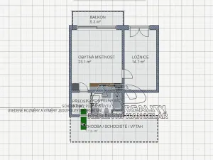 Pronájem bytu 2+kk, České Budějovice, Na Zlaté stoce, 46 m2