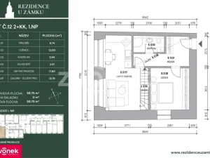 Prodej bytu 2+kk, Vsetín, Horní náměstí, 59 m2