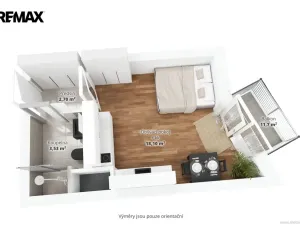 Pronájem bytu 1+kk, Praha - Vršovice, Krymská, 26 m2