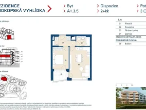 Prodej bytu 2+kk, Praha - Jinonice, Radlická, 46 m2