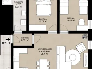 Pronájem bytu 3+kk, Varnsdorf, Erbenova, 58 m2