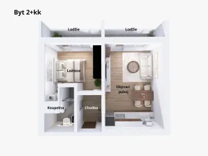 Pronájem bytu 2+kk, Olomouc - Neředín, Politických vězňů, 37 m2