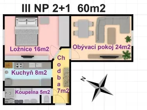 Pronájem bytu 2+1, Olomouc, Stratilova, 60 m2