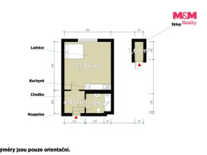 Pronájem bytu 1+kk, Plzeň - Východní Předměstí, Plzenecká, 33 m2