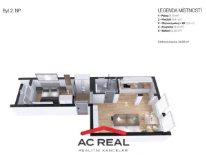 Pronájem bytu 2+kk, Brno - Komín, Štursova, 39 m2