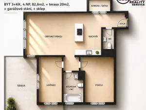 Prodej bytu 3+kk, Praha - Dolní Chabry, Poštova, 83 m2