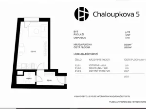 Pronájem bytu 1+kk, Brno, Chaloupkova, 29 m2