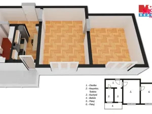 Pronájem bytu 2+1, Kamenice nad Lipou, Družstevní, 45 m2