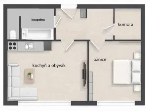 Pronájem bytu 2+kk, Ústí nad Labem, Na Kohoutě, 42 m2