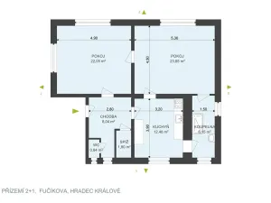 Pronájem bytu 2+1, Hradec Králové, Fučíkova, 75 m2