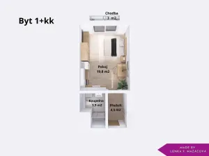 Pronájem bytu 1+kk, Olomouc, Edmunda Husserla, 29 m2