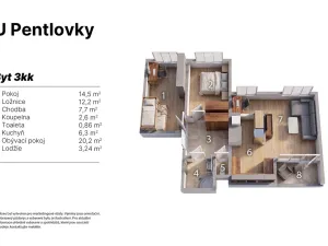 Prodej bytu 3+kk, Praha - Troja, U Pentlovky, 69 m2