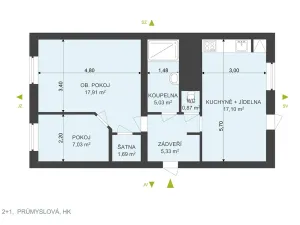 Pronájem bytu 2+1, Hradec Králové, Průmyslová, 55 m2
