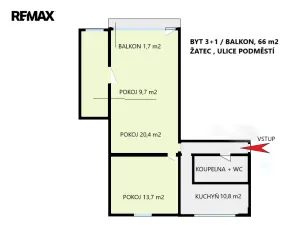 Prodej bytu 3+1, Žatec, Podměstí, 66 m2