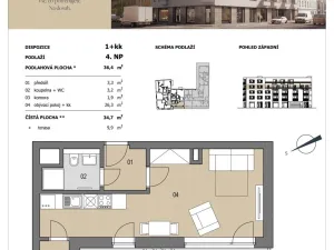 Prodej bytu 1+kk, Brno - Husovice, Vranovská, 35 m2