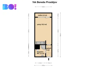 Pronájem bytu 1+kk, Prostějov, sídl. E. Beneše, 26 m2