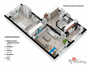 Pronájem bytu 2+1, Opočno, Mírová, 61 m2