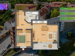 Pronájem bytu 2+kk, Hranice, Jiřího z Poděbrad, 44 m2