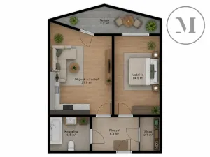 Pronájem bytu 2+kk, České Budějovice, 55 m2